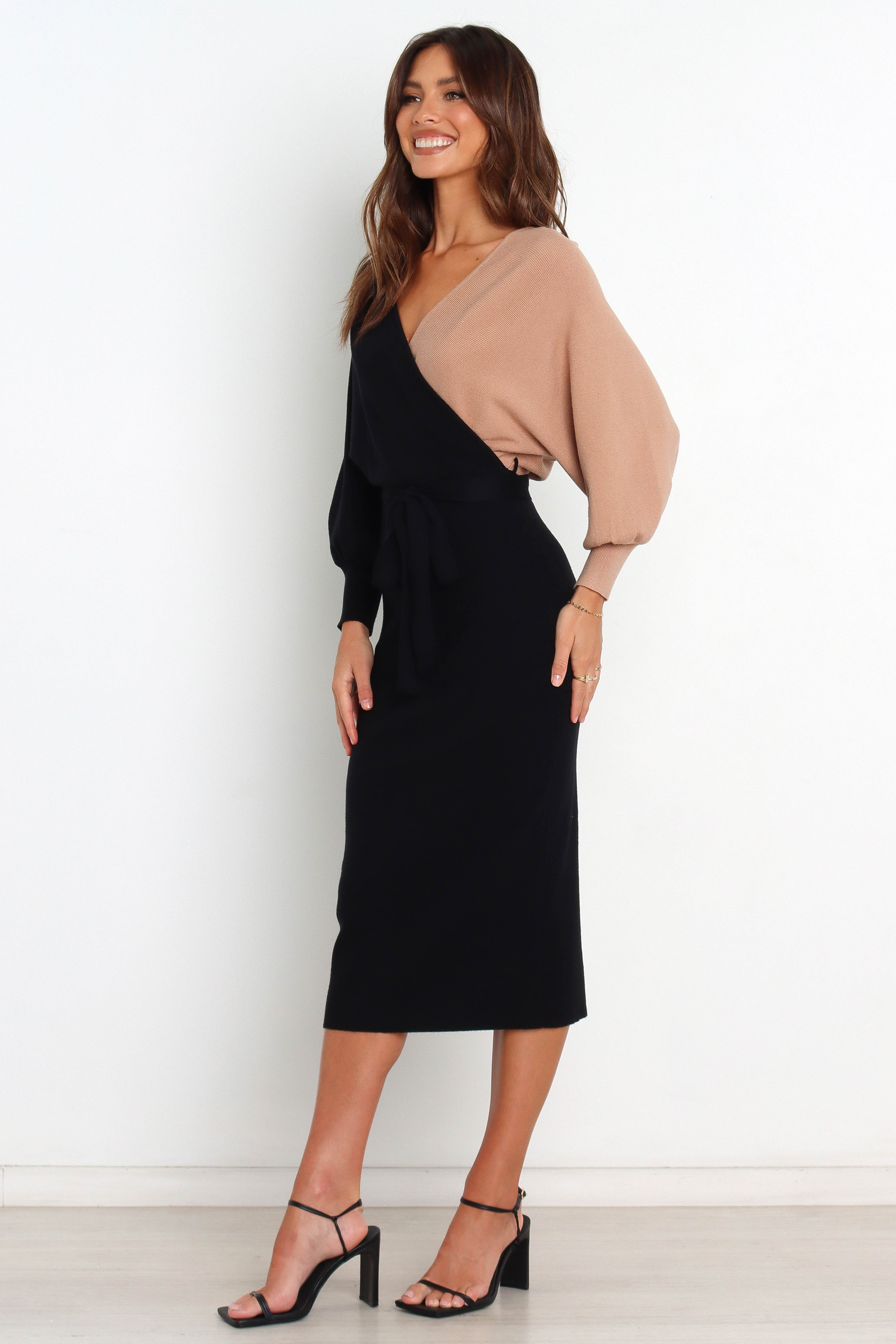 Nate Dress - Black/Beige-Sunny Prom