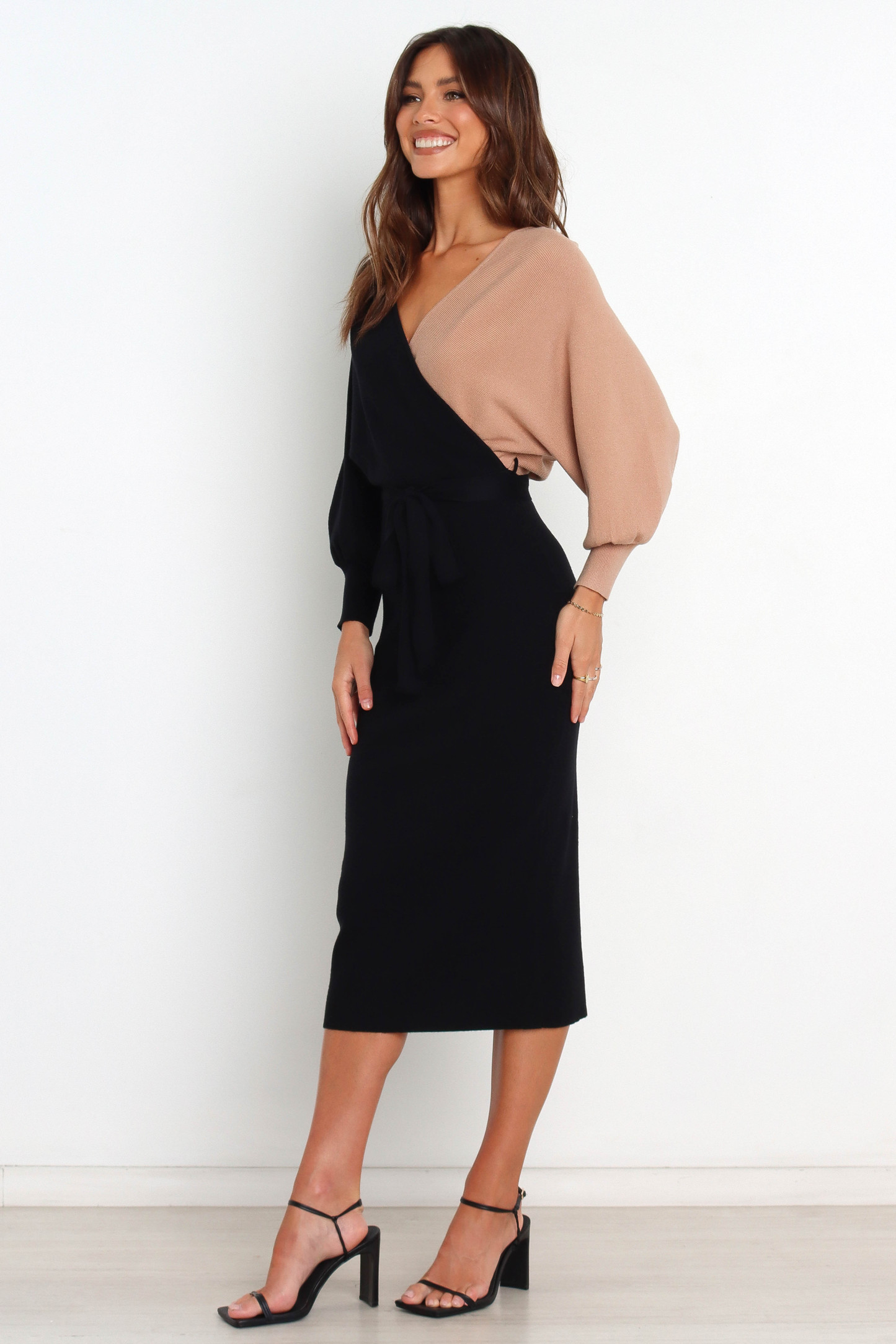 Nate Dress - Black/Beige-Sunny Prom