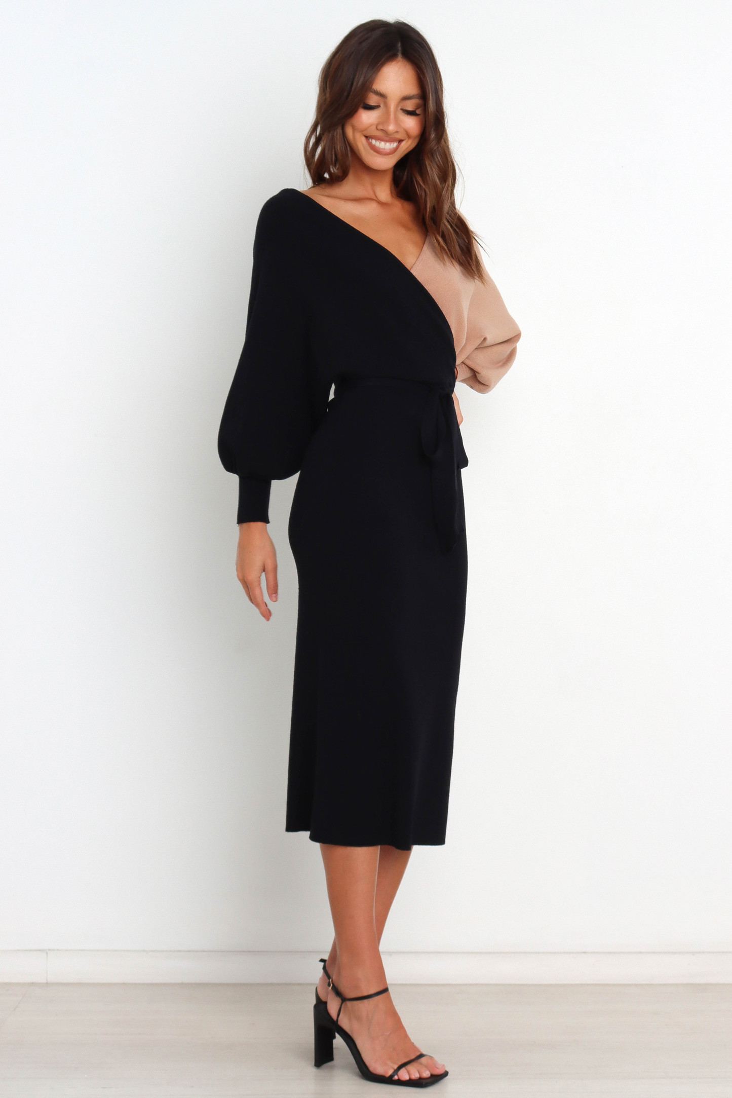 Nate Dress - Black/Beige-Sunny Prom