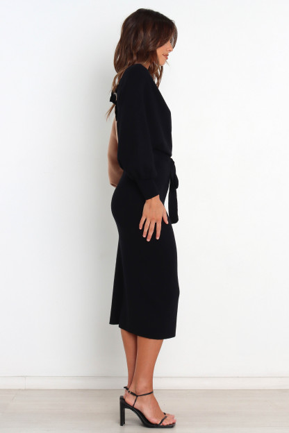 Nate Dress - Black/Beige-Sunny Prom
