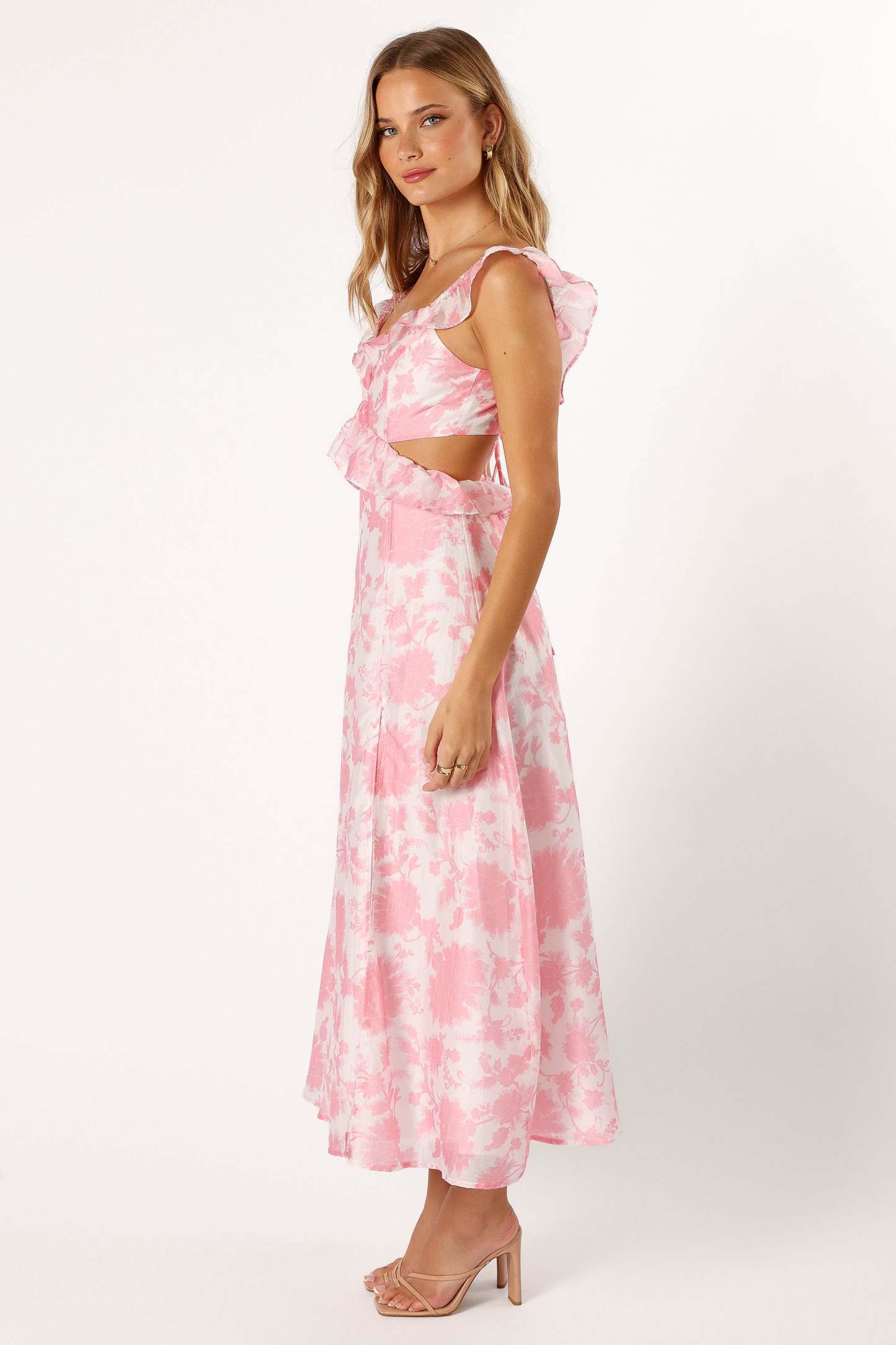 Rori Ruffle Maxi Dress - Pink Floral-Sunny Prom