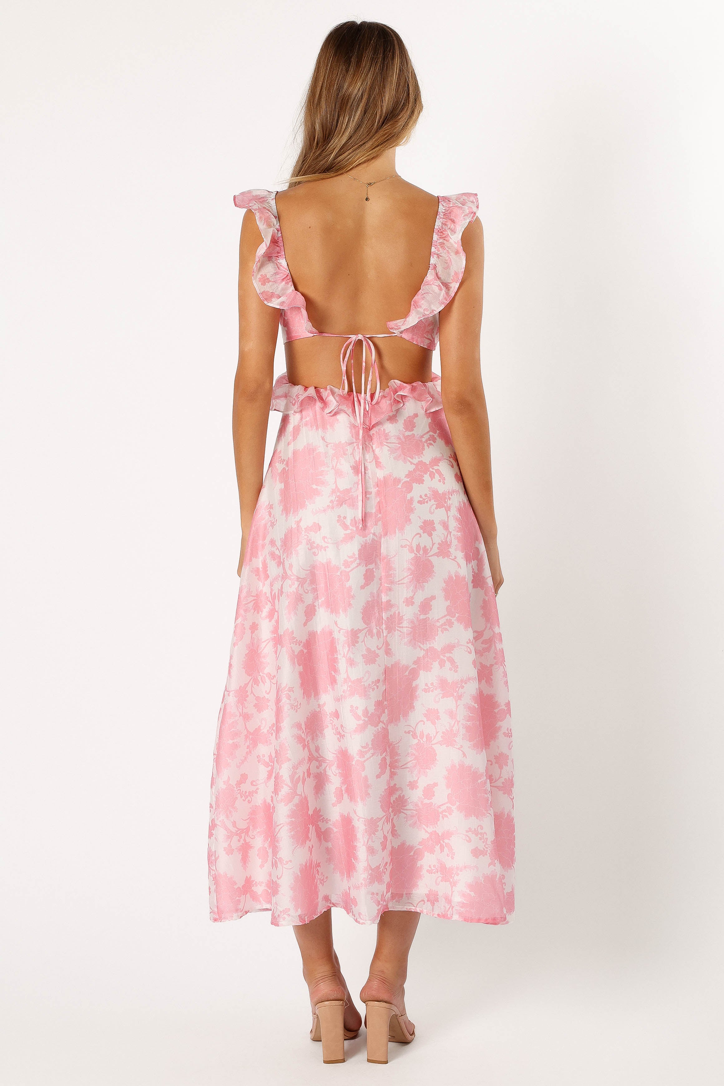 Rori Ruffle Maxi Dress - Pink Floral-Sunny Prom