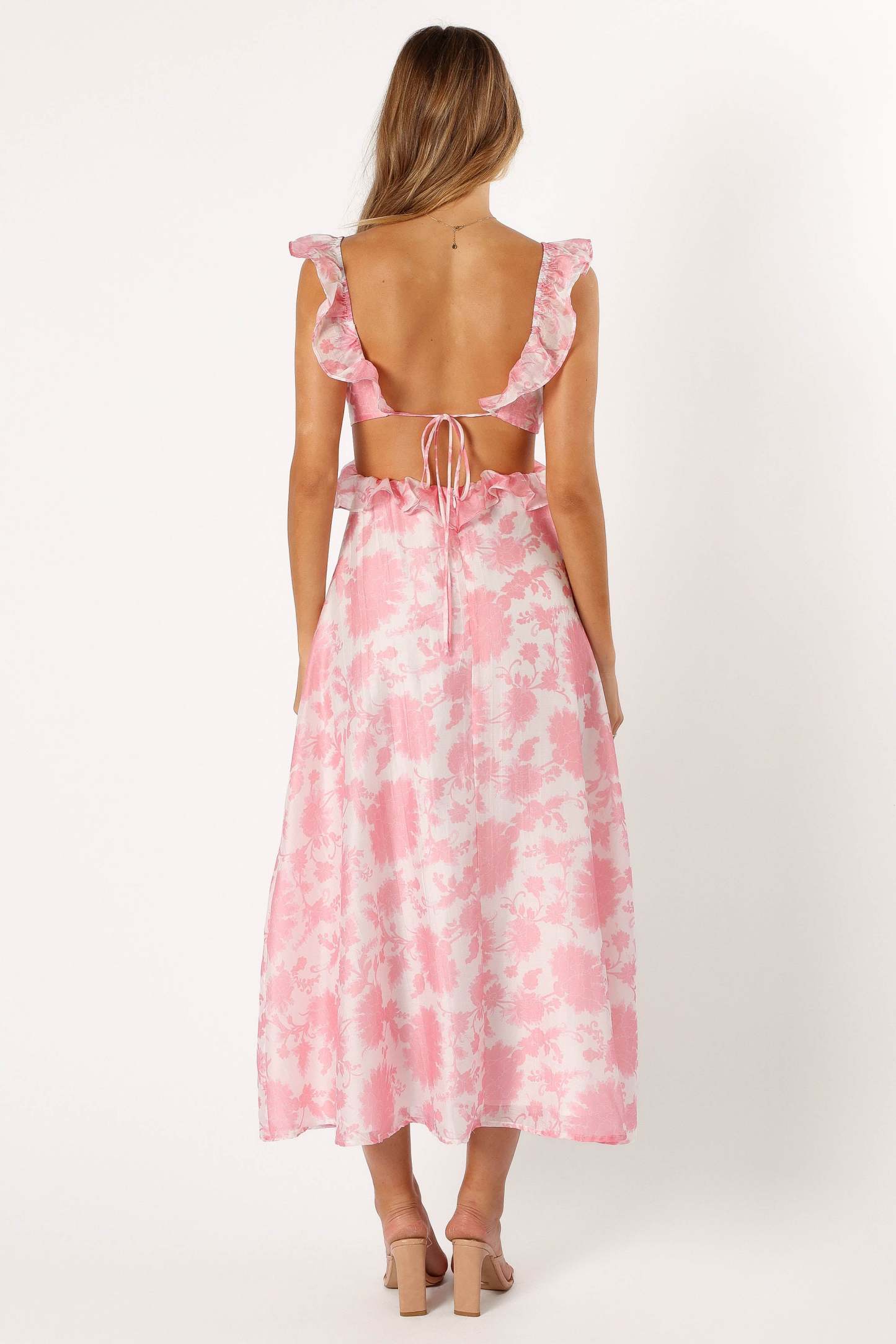 Rori Ruffle Maxi Dress - Pink Floral-Sunny Prom
