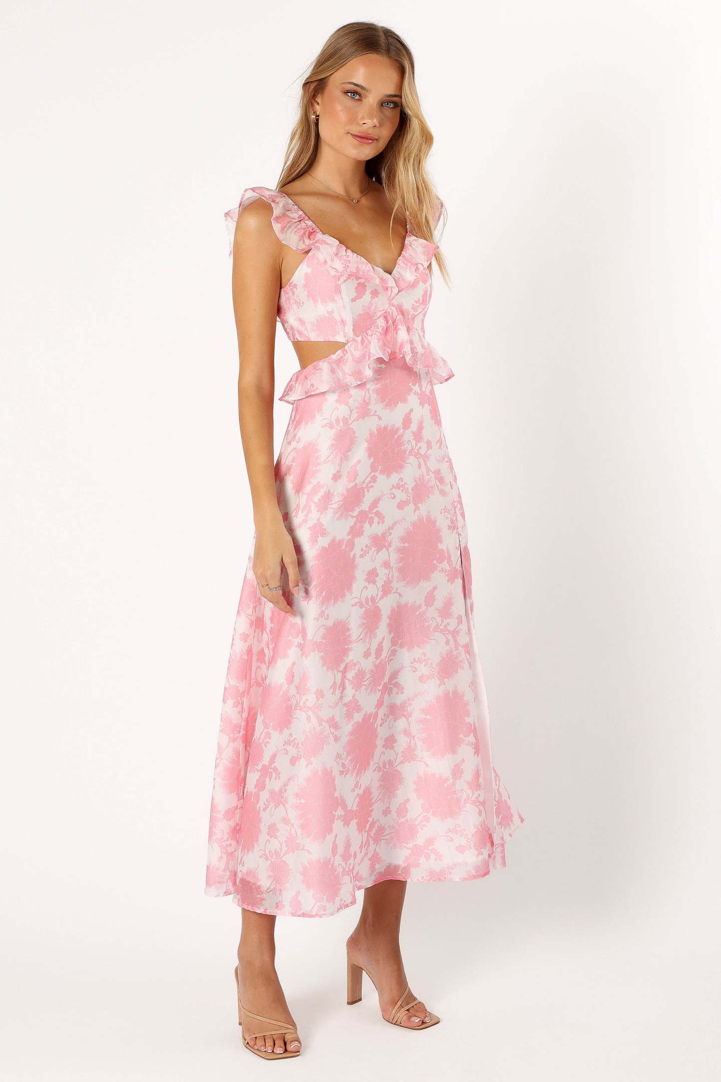 Rori Ruffle Maxi Dress - Pink Floral-Sunny Prom