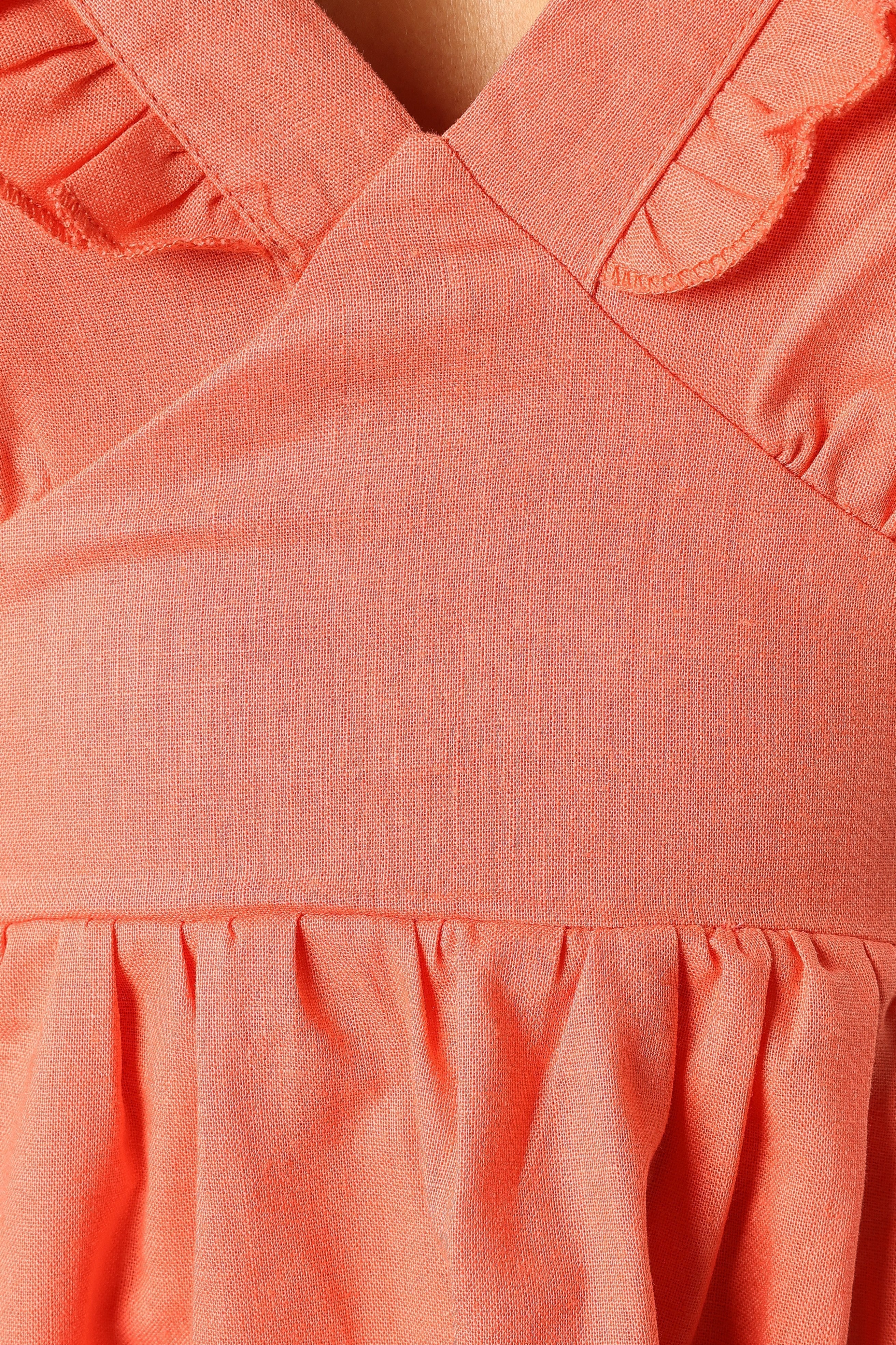Rowan Frill Mini Dress - Coral-Sunny Prom