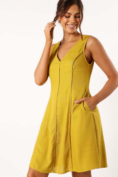 Rubes Mini Dress - Mustard-Sunny Prom