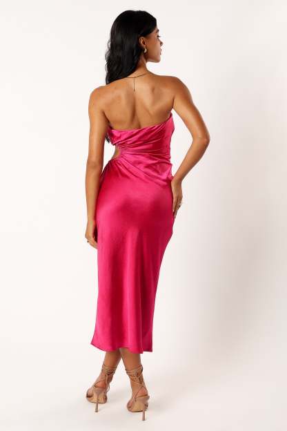 Saraya Midi Dress - Hot Pink-Sunny Prom