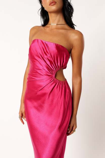 Saraya Midi Dress - Hot Pink-Sunny Prom