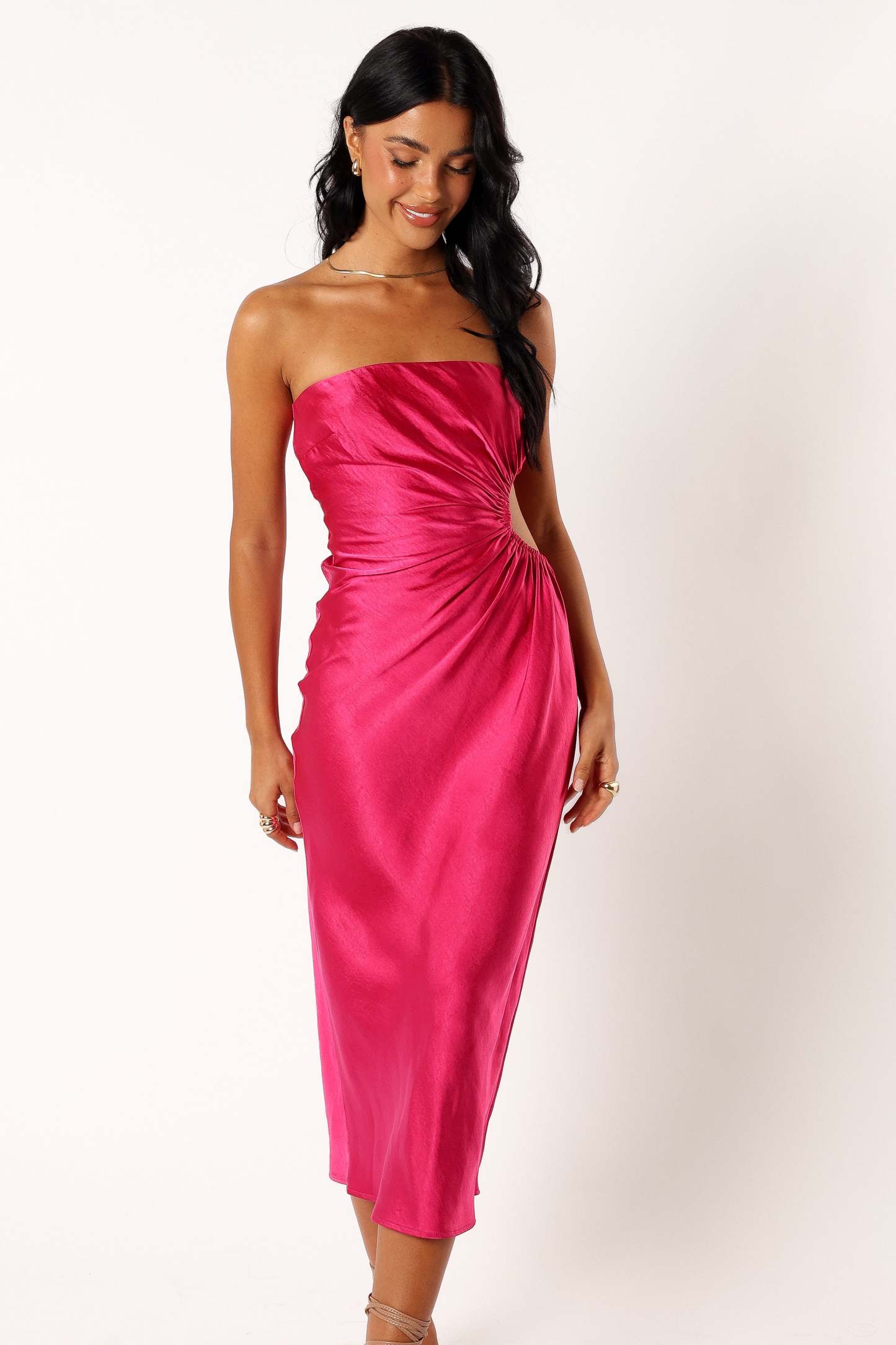 Saraya Midi Dress - Hot Pink-Sunny Prom