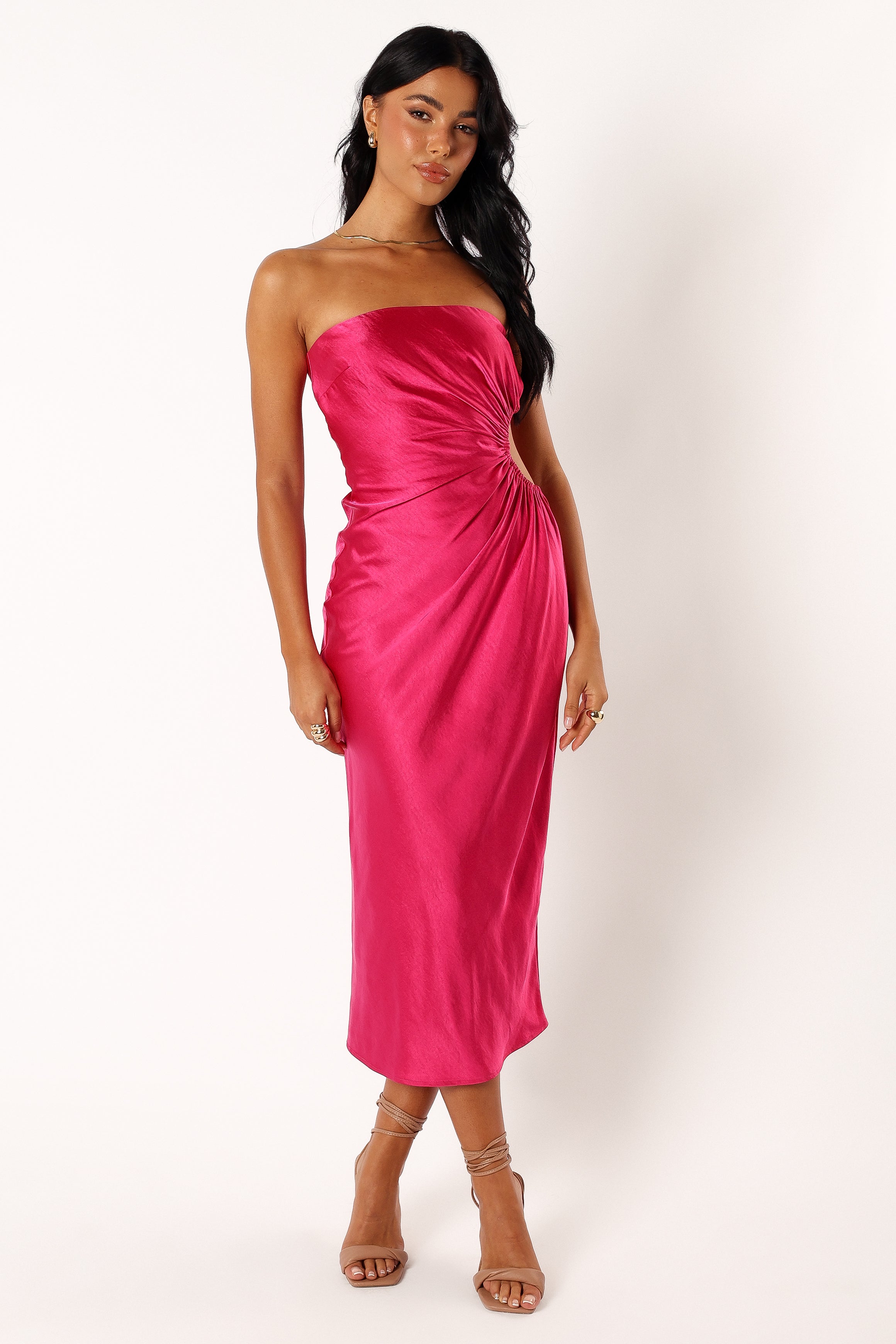 Saraya Midi Dress - Hot Pink-Sunny Prom