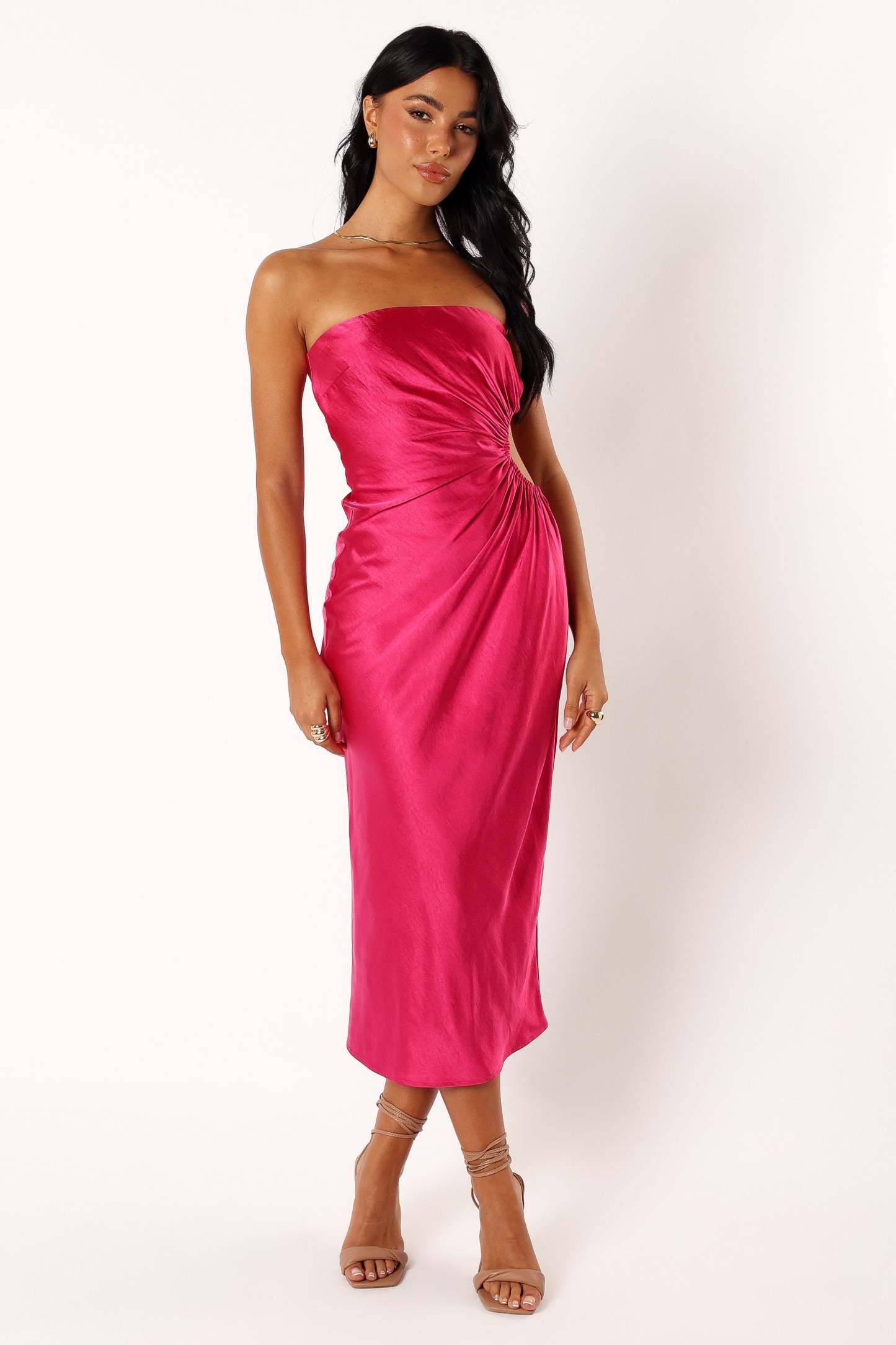 Saraya Midi Dress - Hot Pink-Sunny Prom