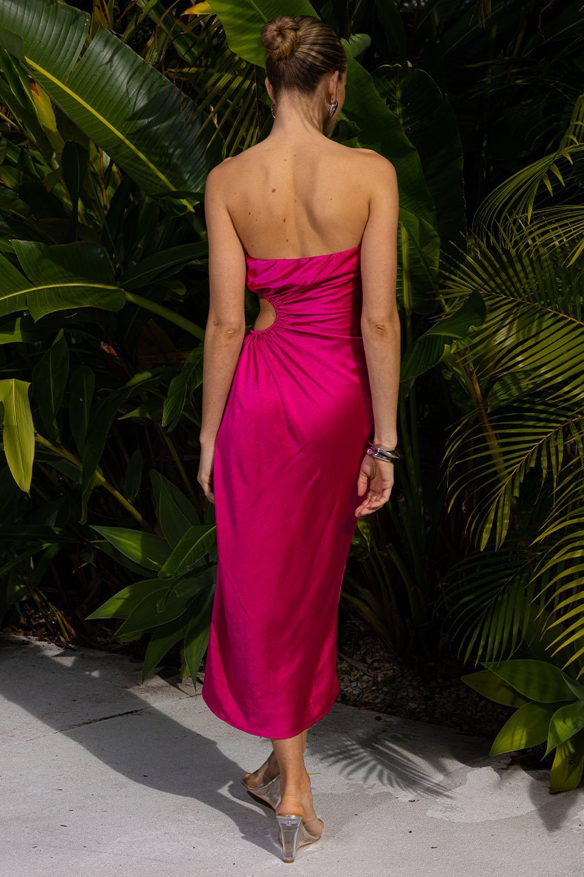 Saraya Midi Dress - Hot Pink-Sunny Prom