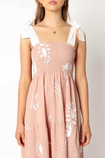 Sarelle Midi Dress - Tan Blush-Sunny Prom