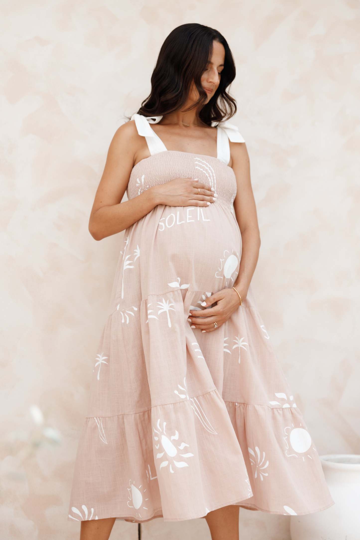 Sarelle Midi Dress - Tan Blush-Sunny Prom