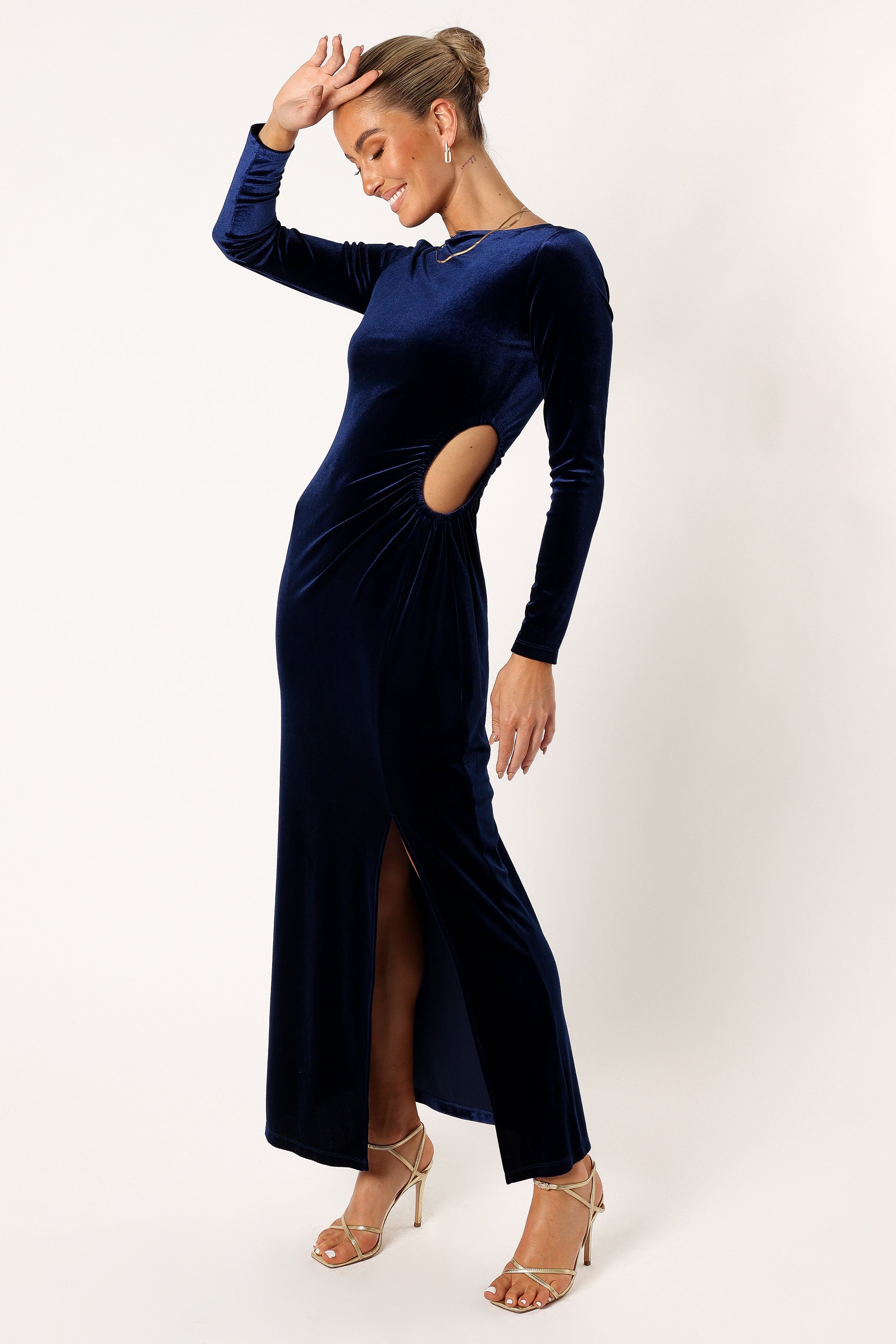 Sarine Long Sleeve Maxi Dress - Navy-Sunny Prom