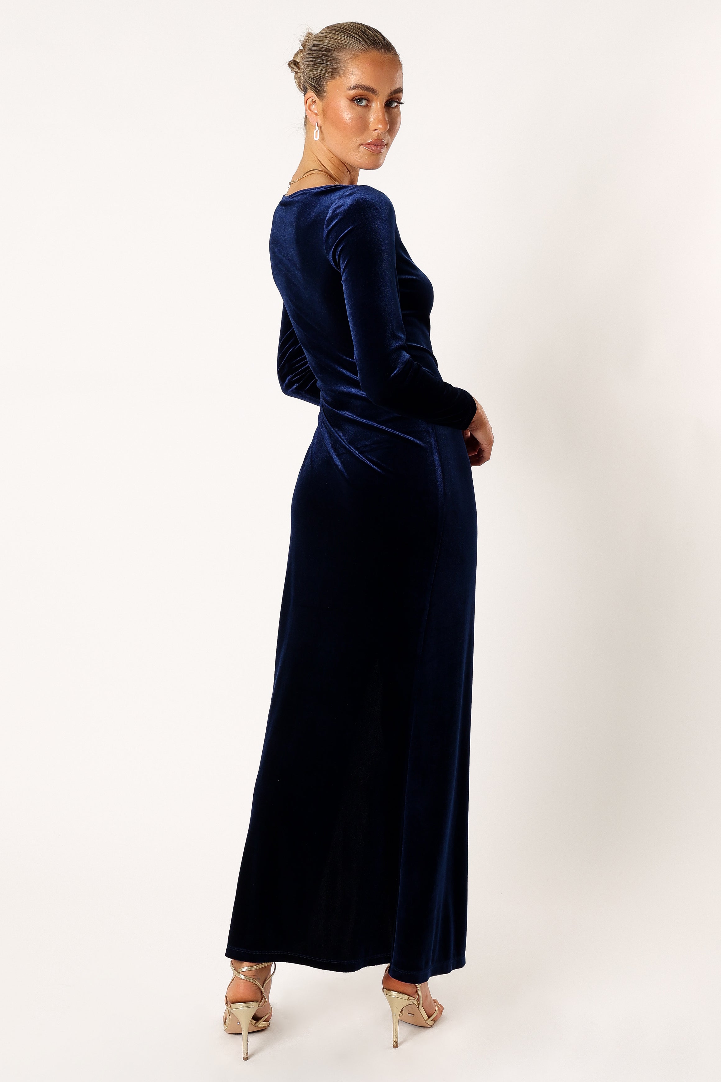 Sarine Long Sleeve Maxi Dress - Navy-Sunny Prom