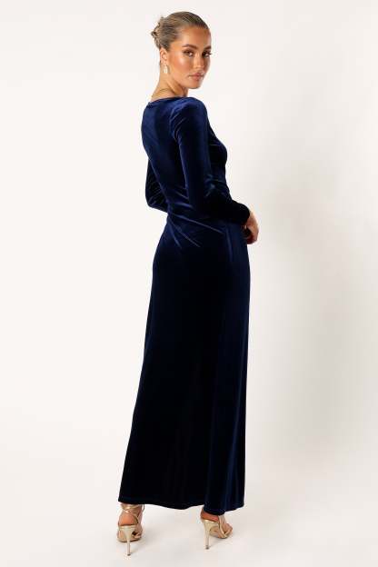 Sarine Long Sleeve Maxi Dress - Navy-Sunny Prom