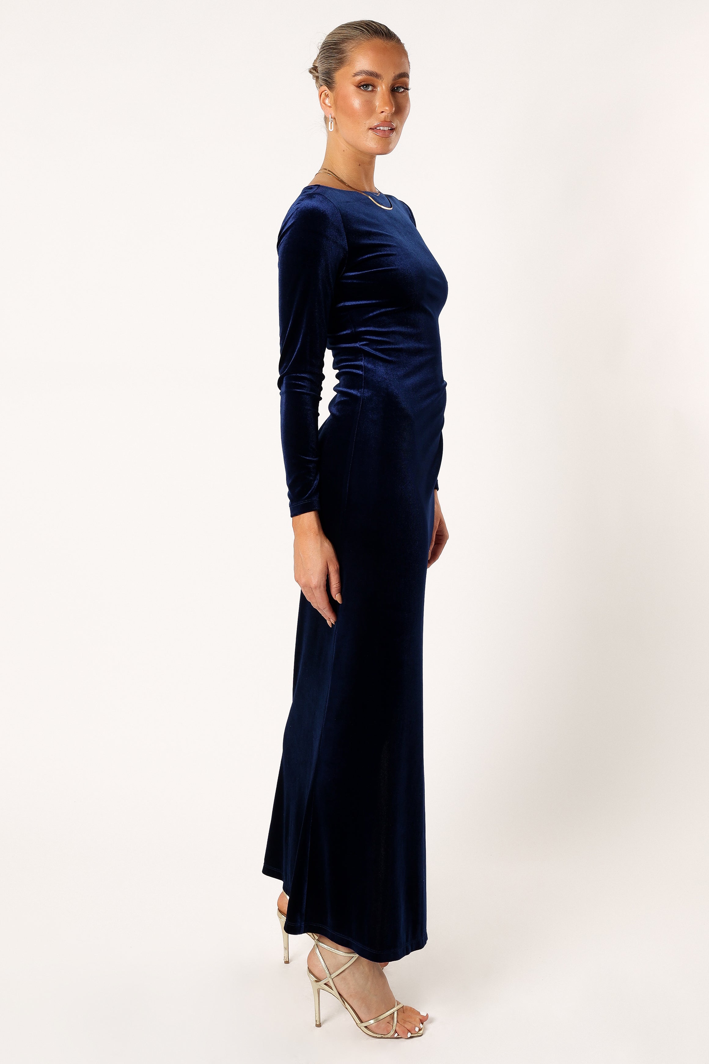 Sarine Long Sleeve Maxi Dress - Navy-Sunny Prom