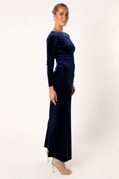 Sarine Long Sleeve Maxi Dress - Navy-Sunny Prom