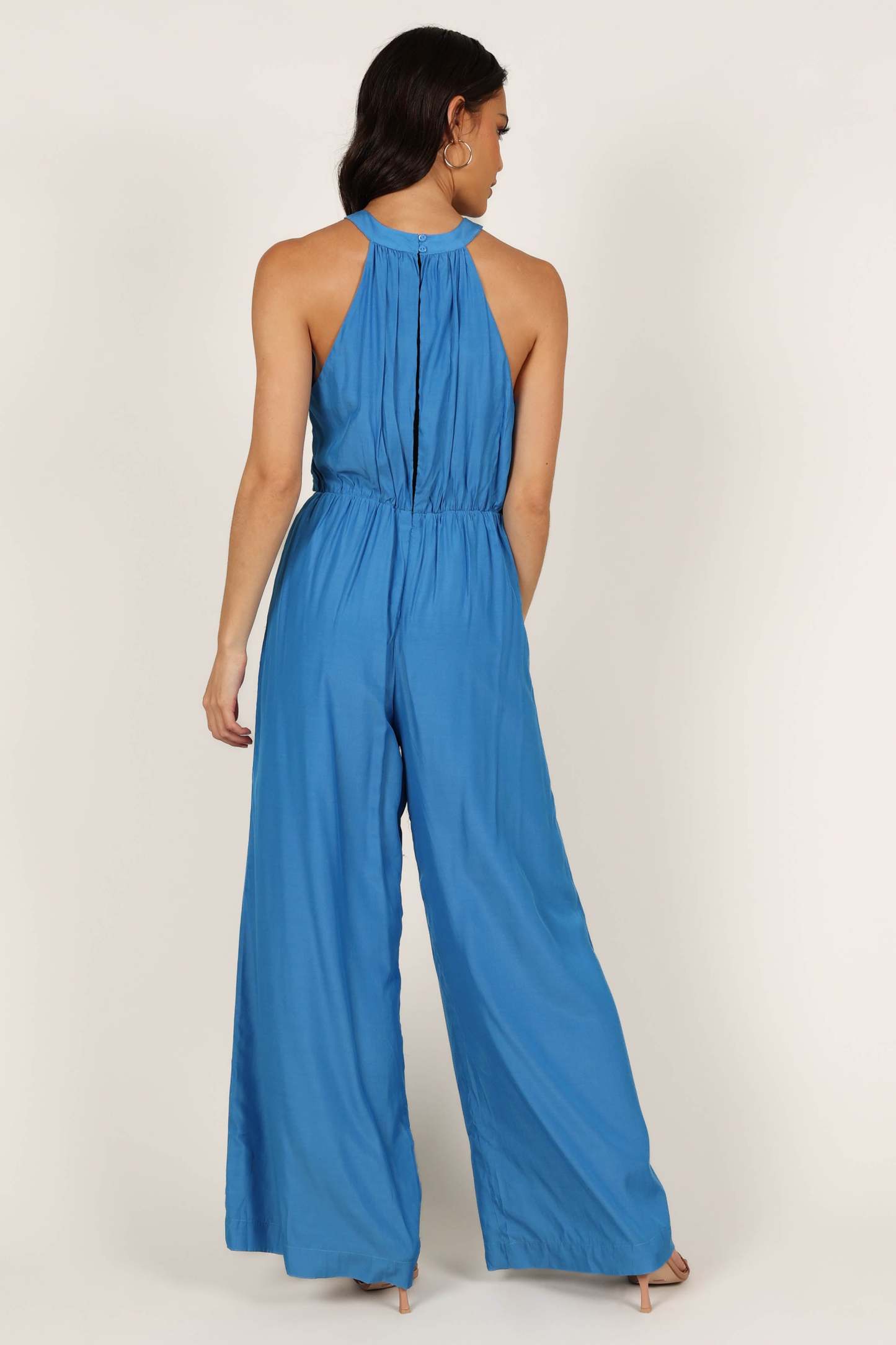 Mercedes Drape Front Jumpsuit - Capri Blue-Sunny Prom