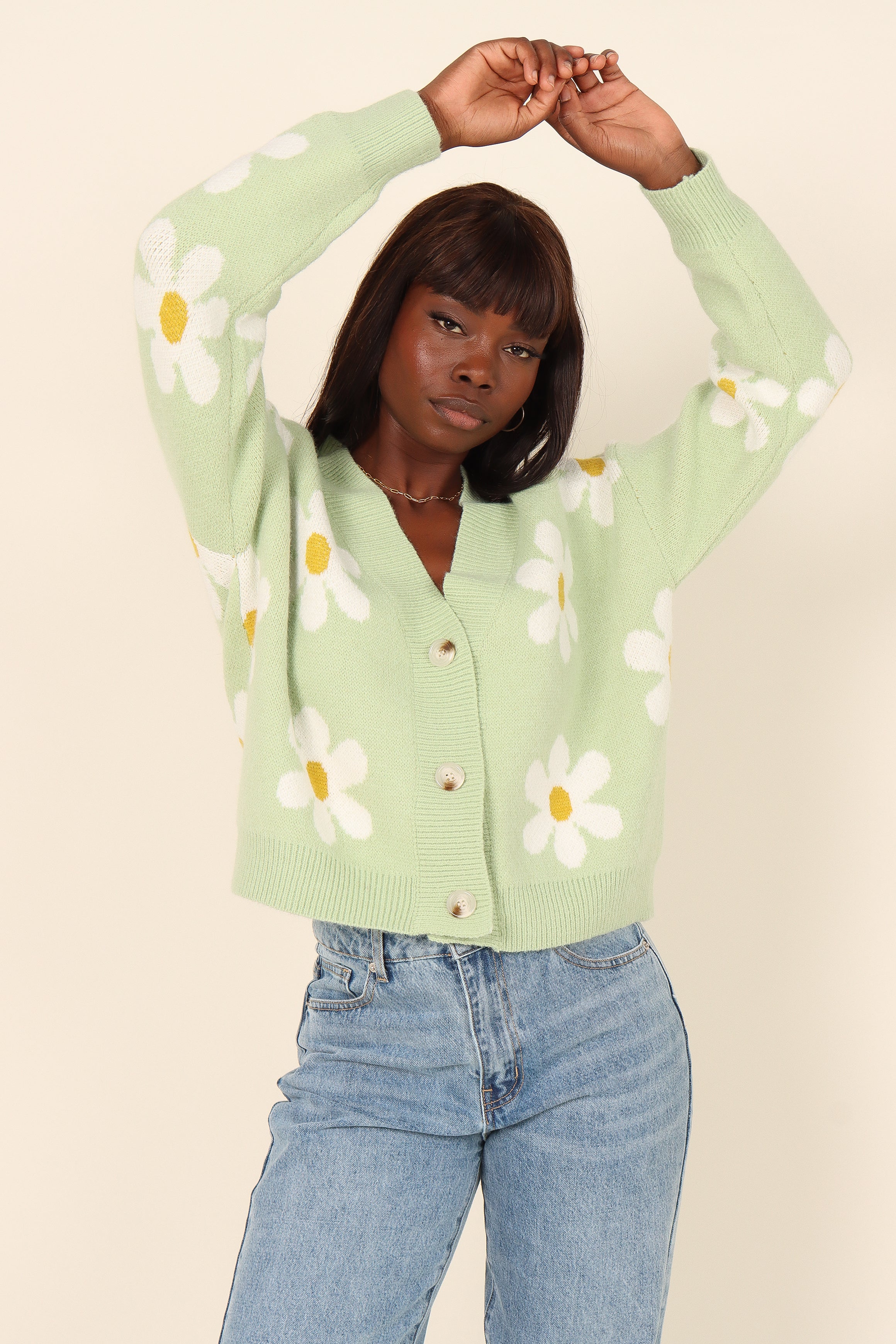Daisy Cardigan - Green-Sunny Prom
