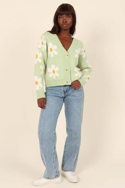 Daisy Cardigan - Green-Sunny Prom