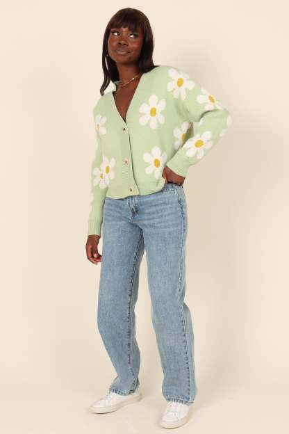Daisy Cardigan - Green-Sunny Prom