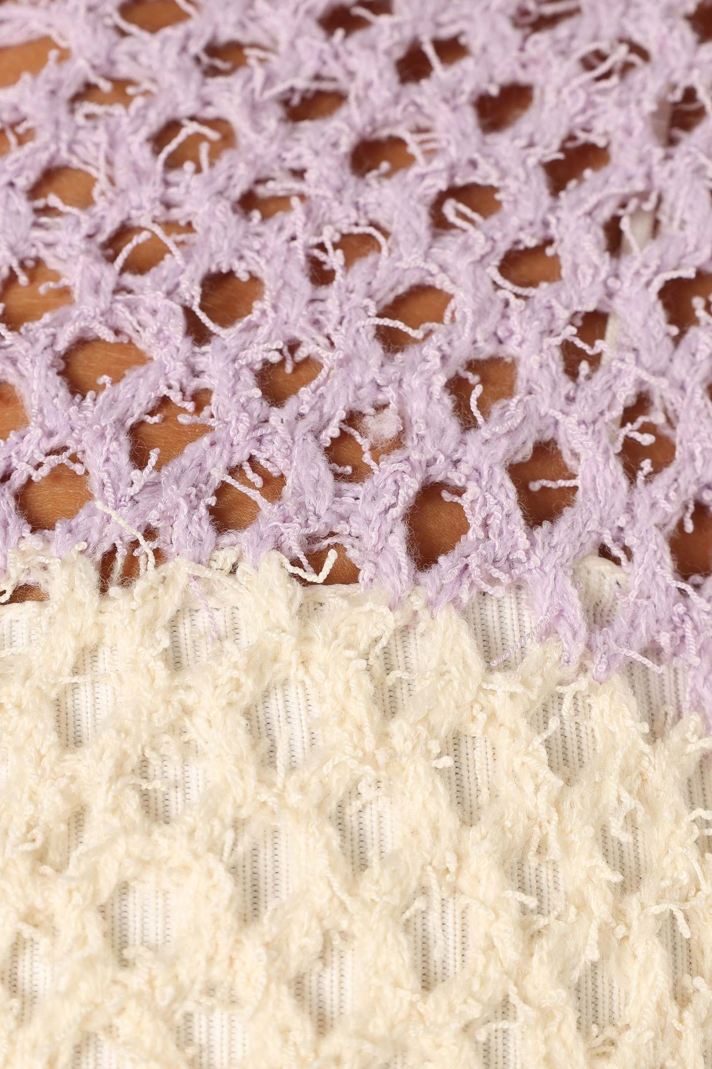 Dawn Color Block Knit Sweater - Cream Lavender-Sunny Prom