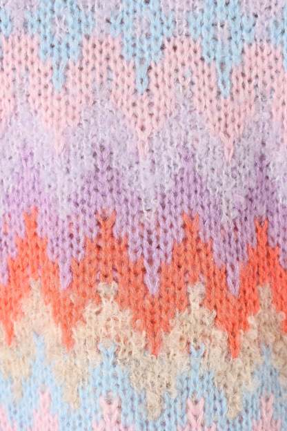 Emerson Fairisle Knit Sweater - Coral Blue-Sunny Prom