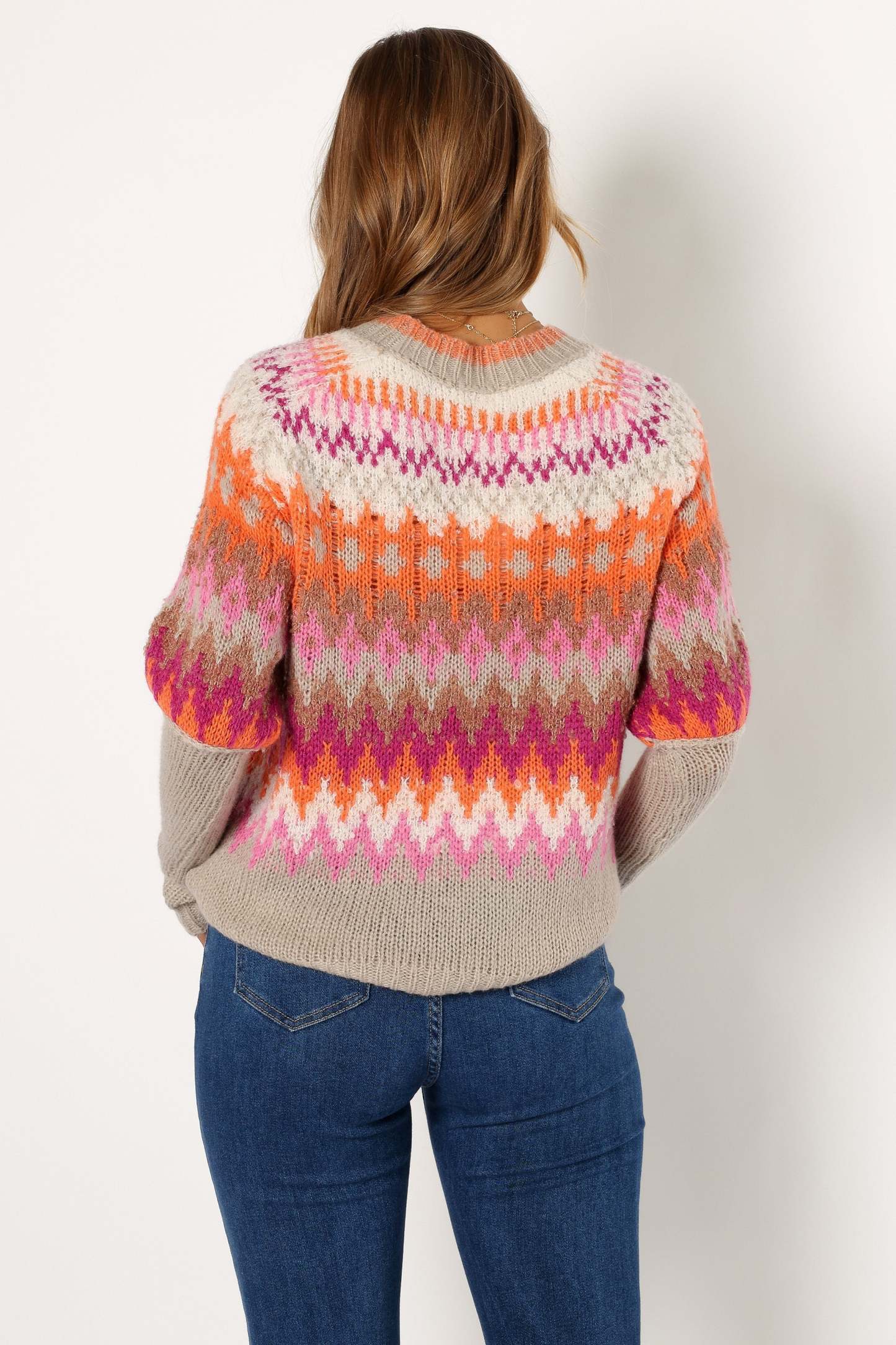 Emerson Fairisle Knit Sweater - Orange/Pink-Sunny Prom