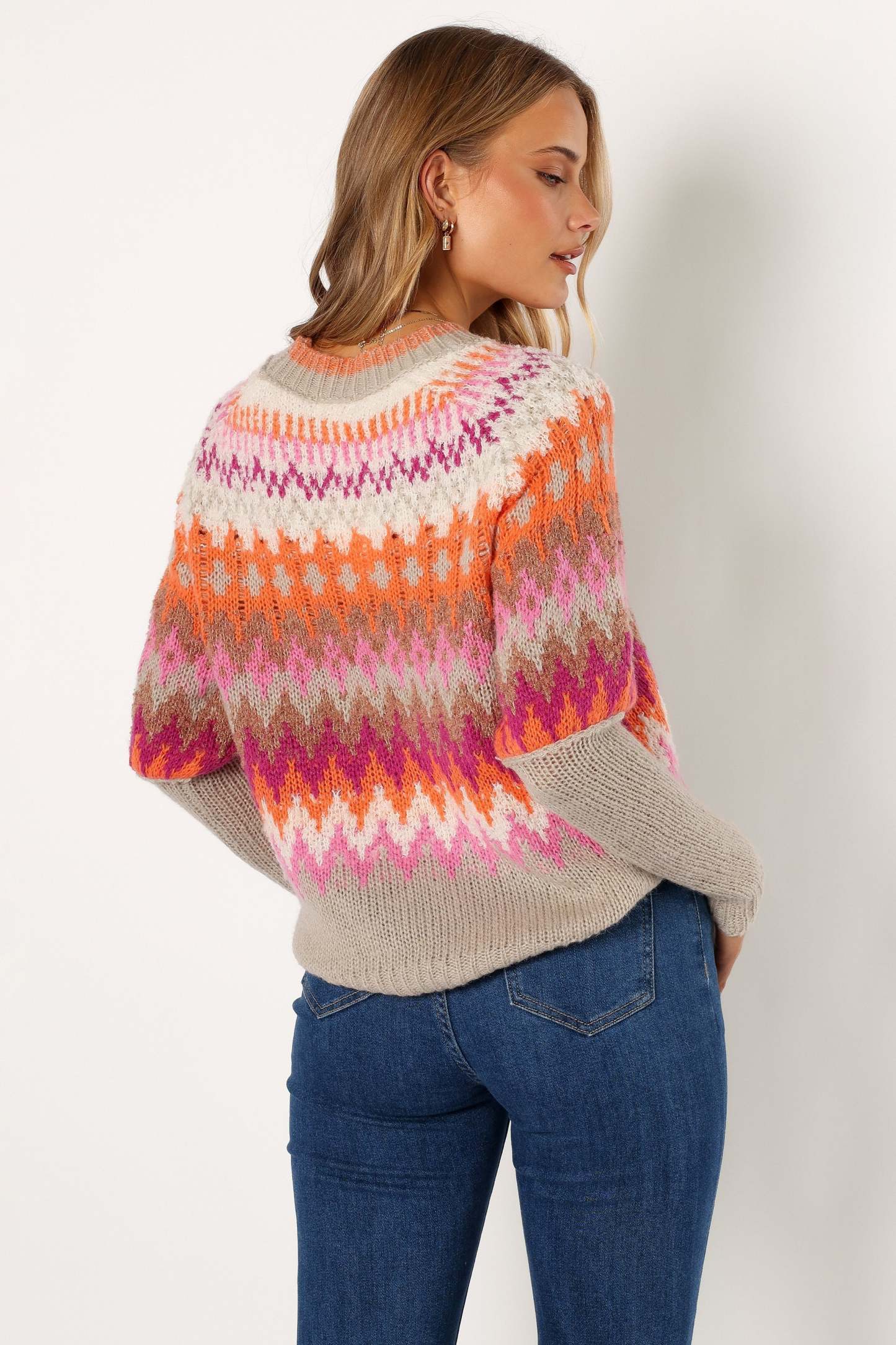 Emerson Fairisle Knit Sweater - Orange/Pink-Sunny Prom