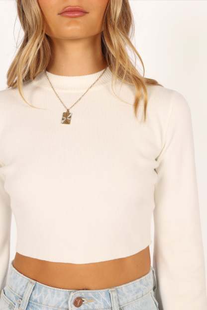 Fletcher Knit Sweater - White-Sunny Prom