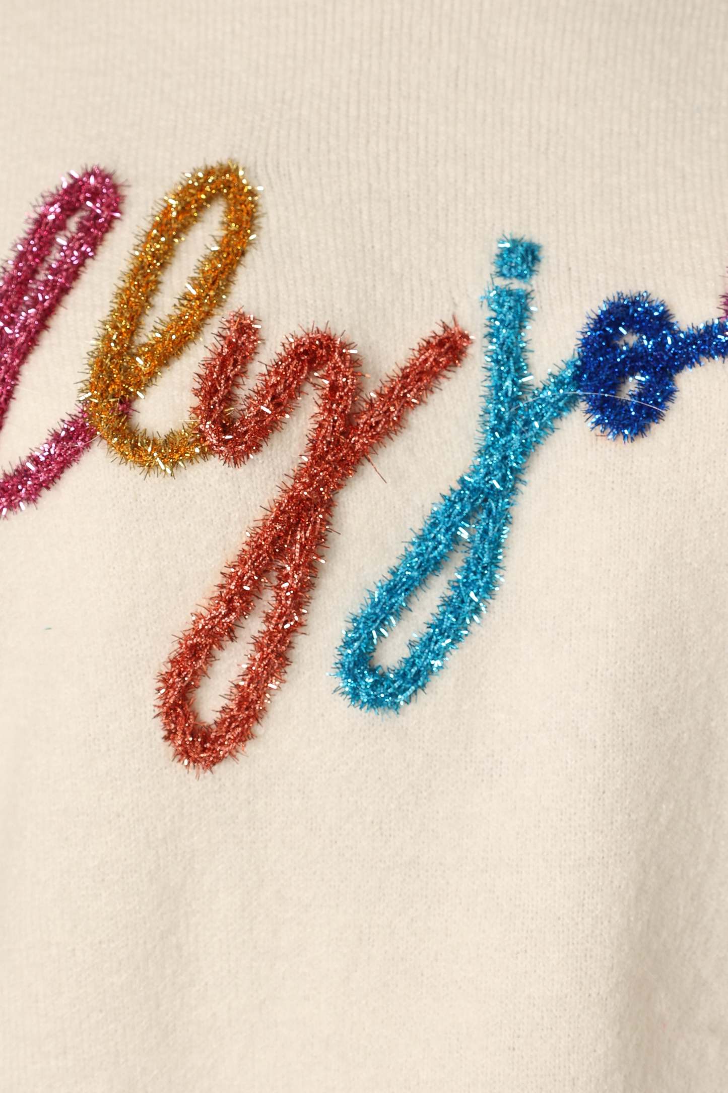 Holly Jolly Embellished Knit Sweater - Cream-Sunny Prom