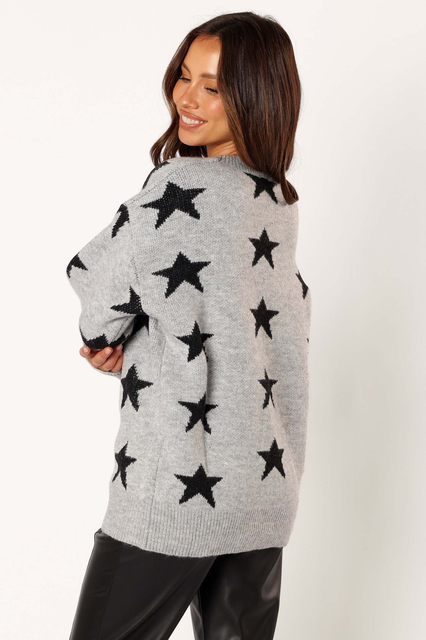 Janiyah Star Knit Sweater - Grey Black-Sunny Prom