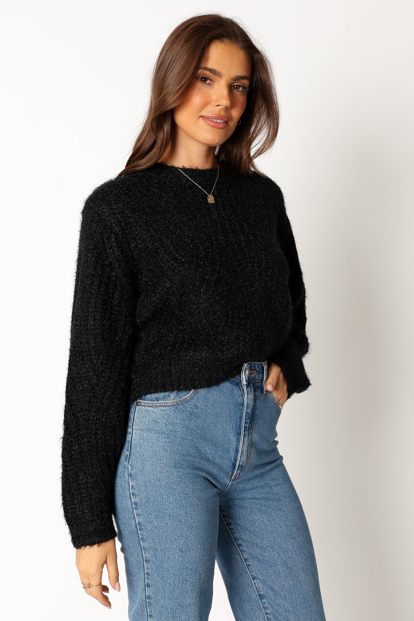 Magnolia Shimmer Knit Sweater - Black-Sunny Prom