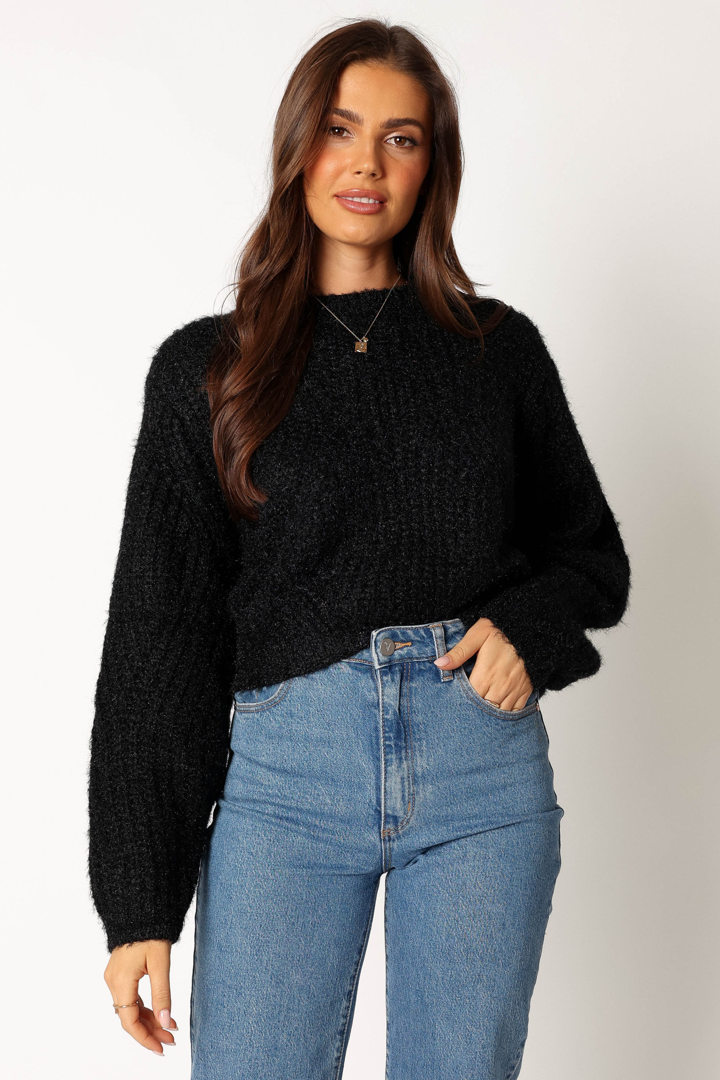 Magnolia Shimmer Knit Sweater - Black-Sunny Prom