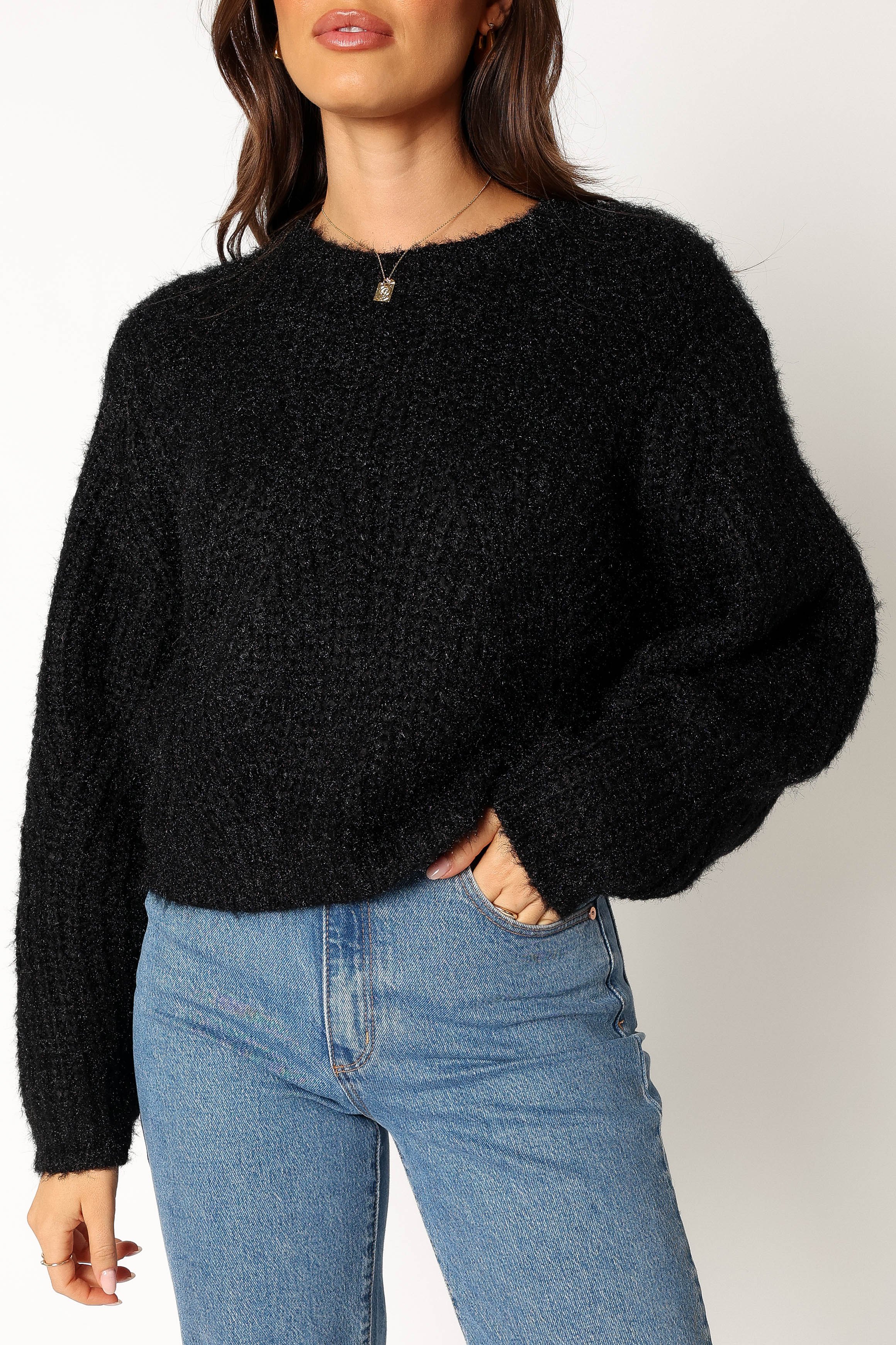 Magnolia Shimmer Knit Sweater - Black-Sunny Prom