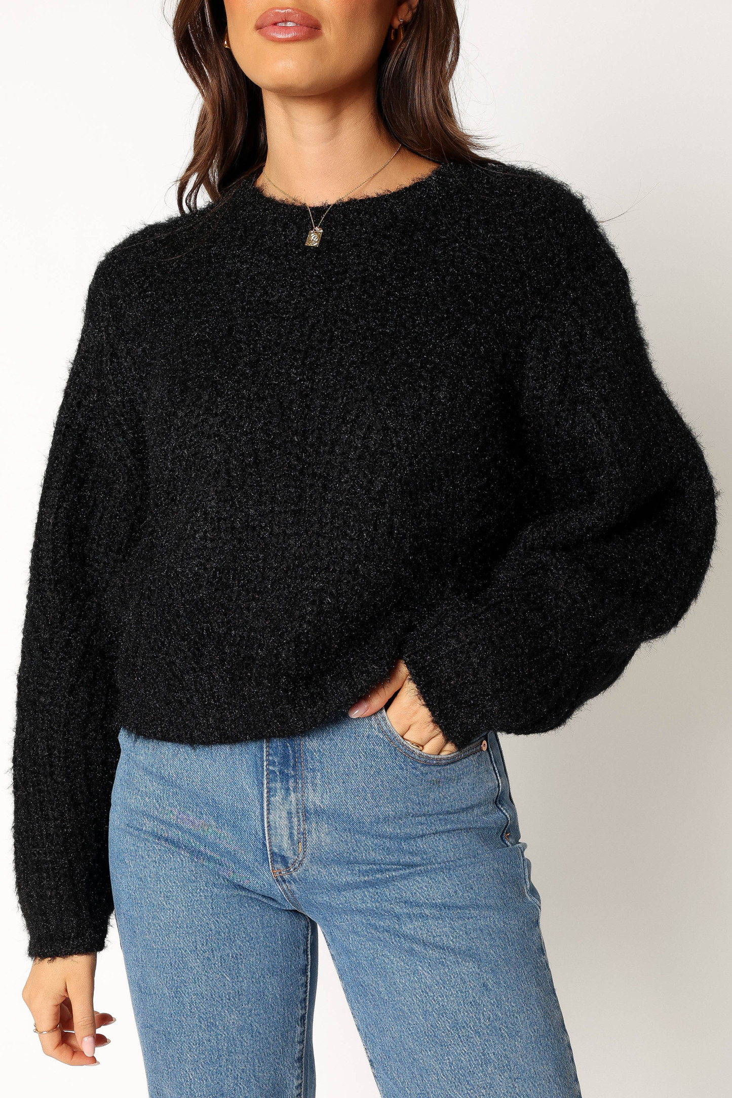 Magnolia Shimmer Knit Sweater - Black-Sunny Prom