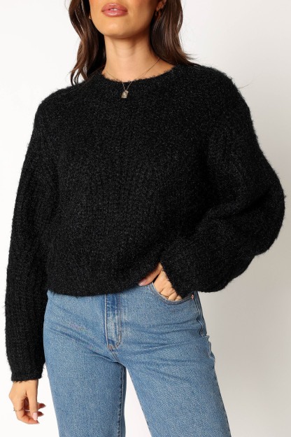 Magnolia Shimmer Knit Sweater - Black-Sunny Prom