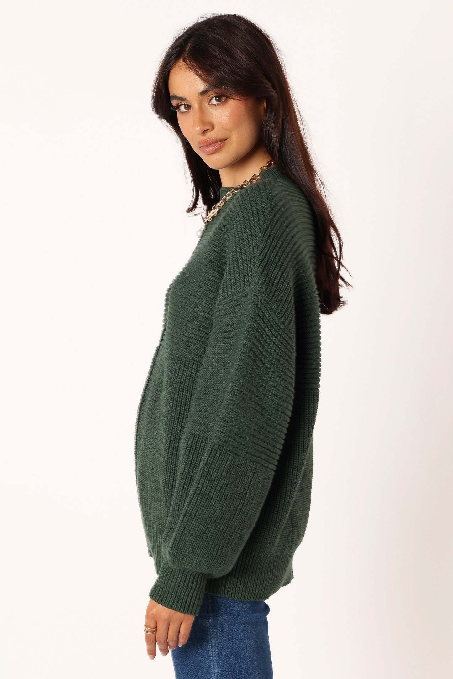 Meredith Ribbed Crewneck Knit Sweater - Green-Sunny Prom