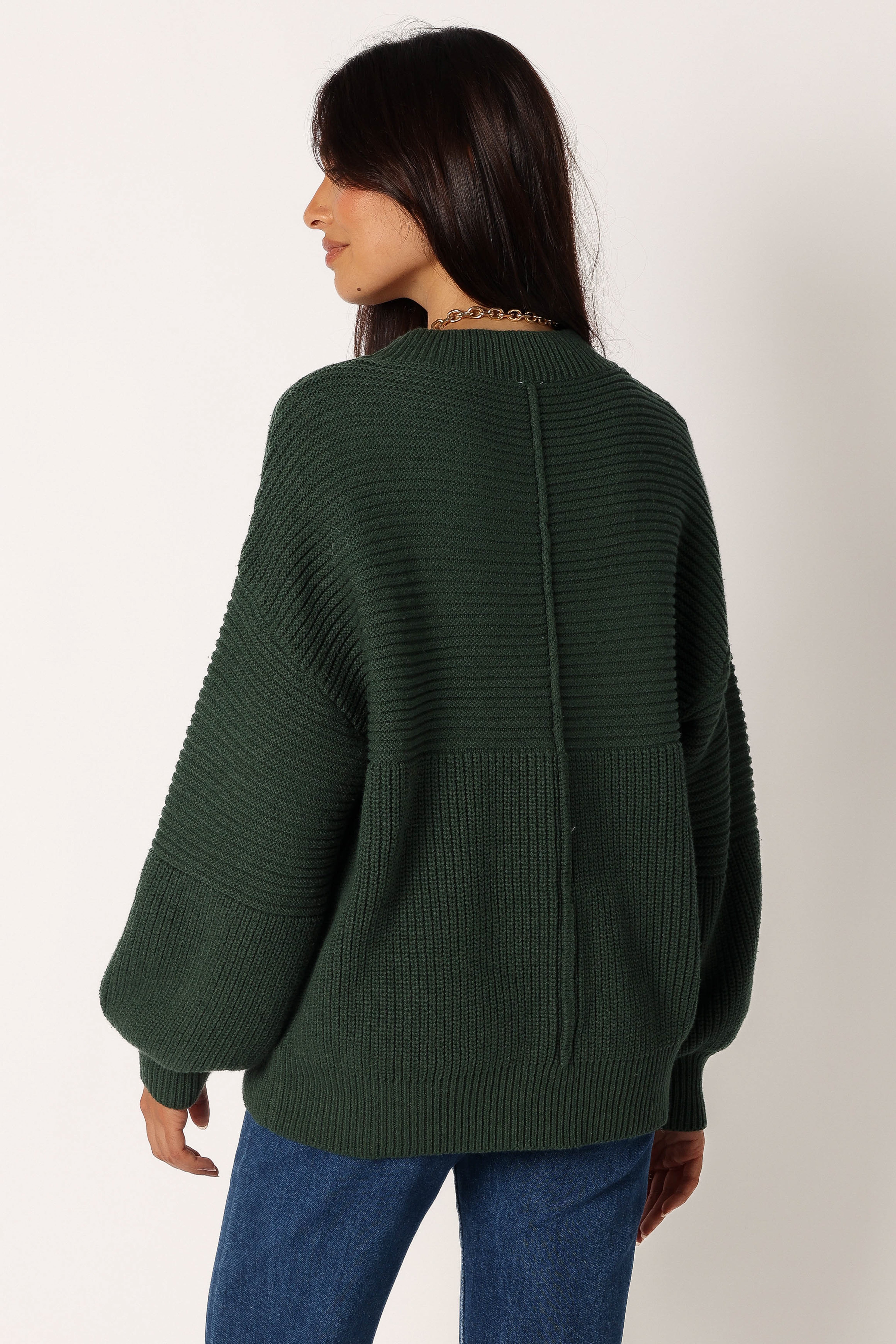 Meredith Ribbed Crewneck Knit Sweater - Green-Sunny Prom