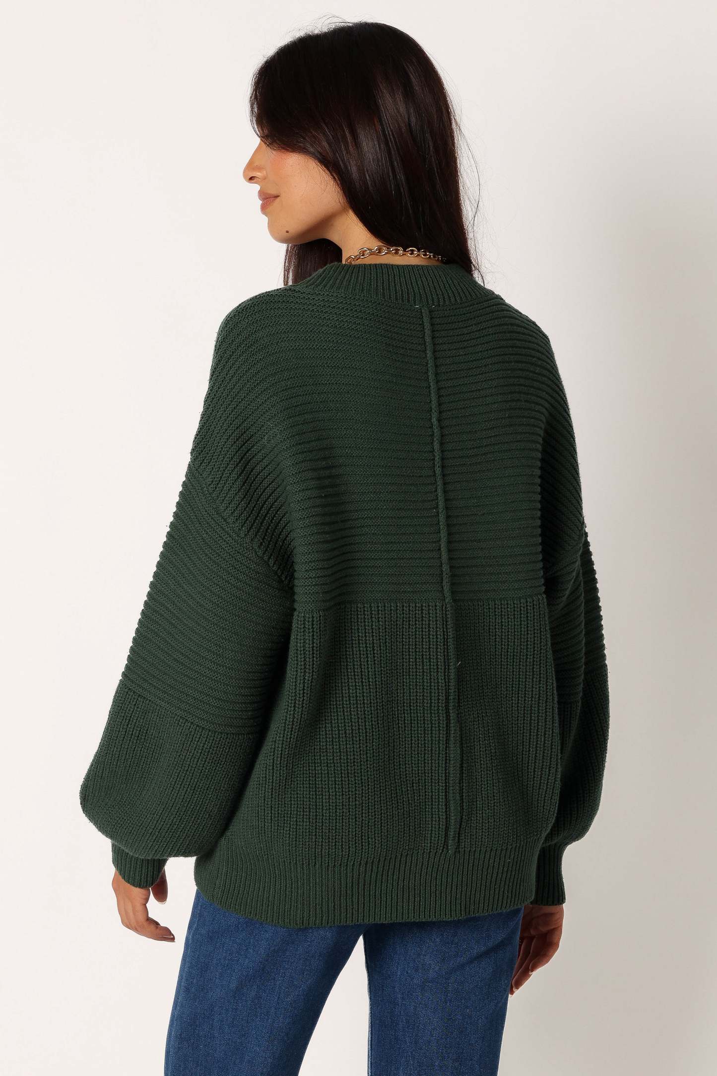 Meredith Ribbed Crewneck Knit Sweater - Green-Sunny Prom