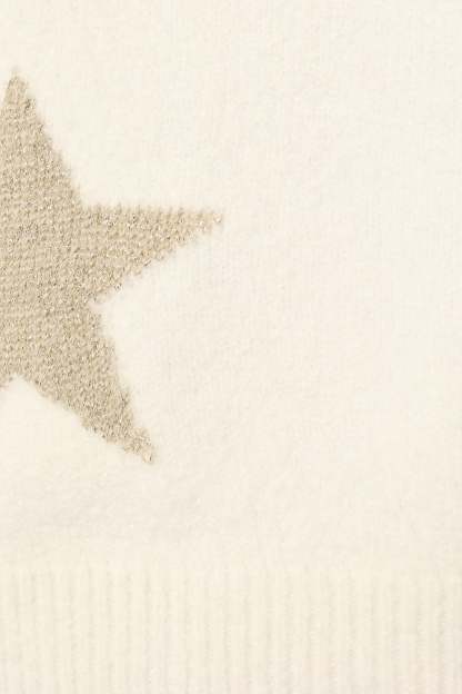 Rosalina Crewneck Shimmer Star Knit Sweater - Cream-Sunny Prom