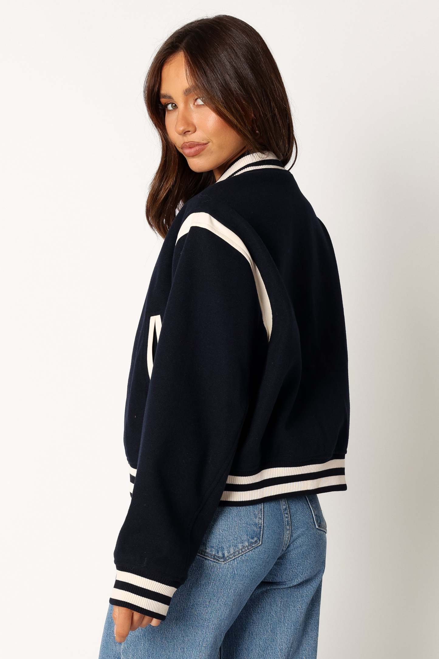 Fallon Collegiate Bomber Jacket - Dark Indigo-Sunny Prom