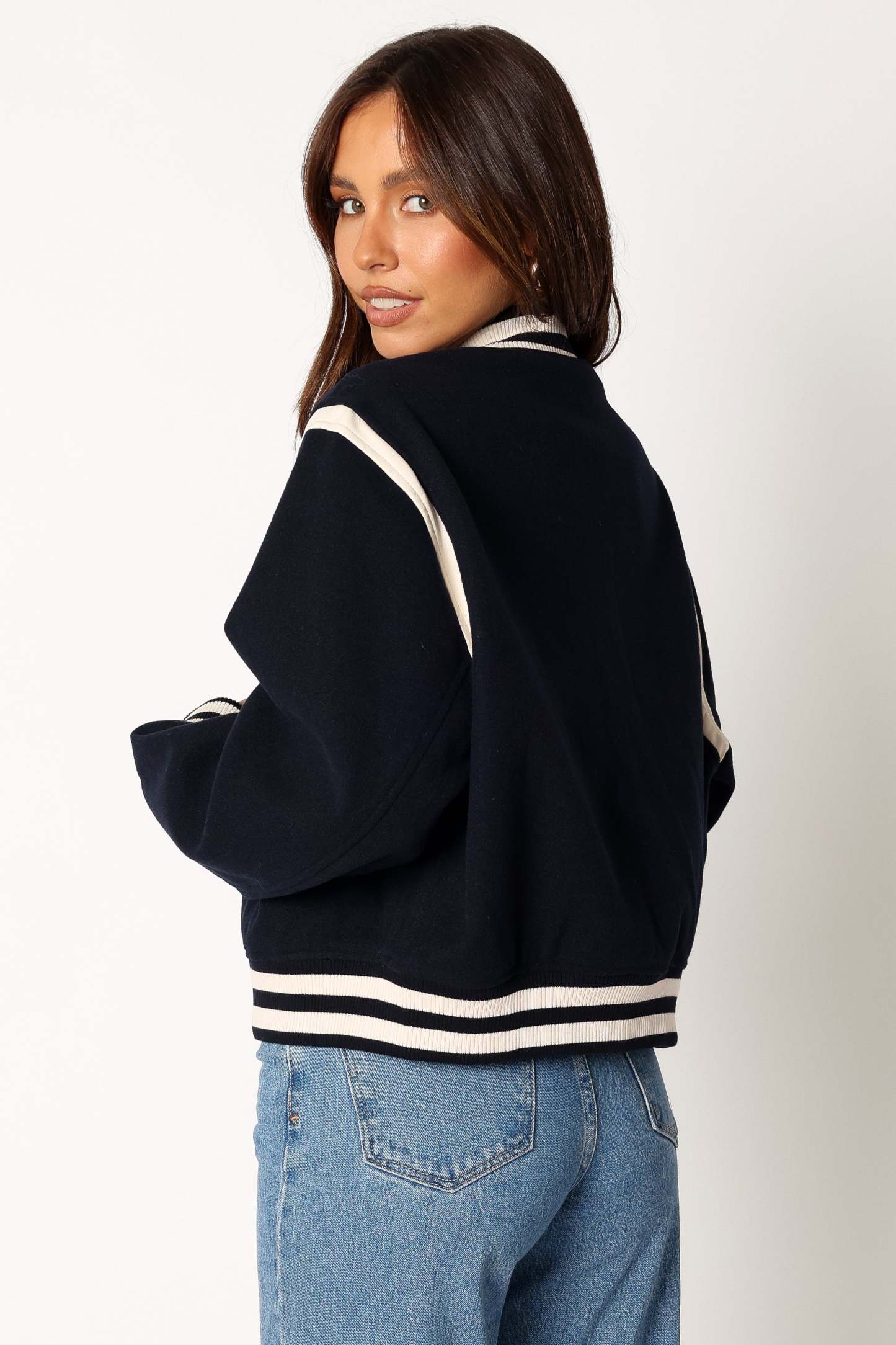 Fallon Collegiate Bomber Jacket - Dark Indigo-Sunny Prom