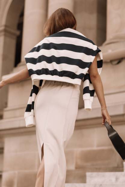 Karra Oversized Stripe Sweatshirt - Cream/Navy-Sunny Prom