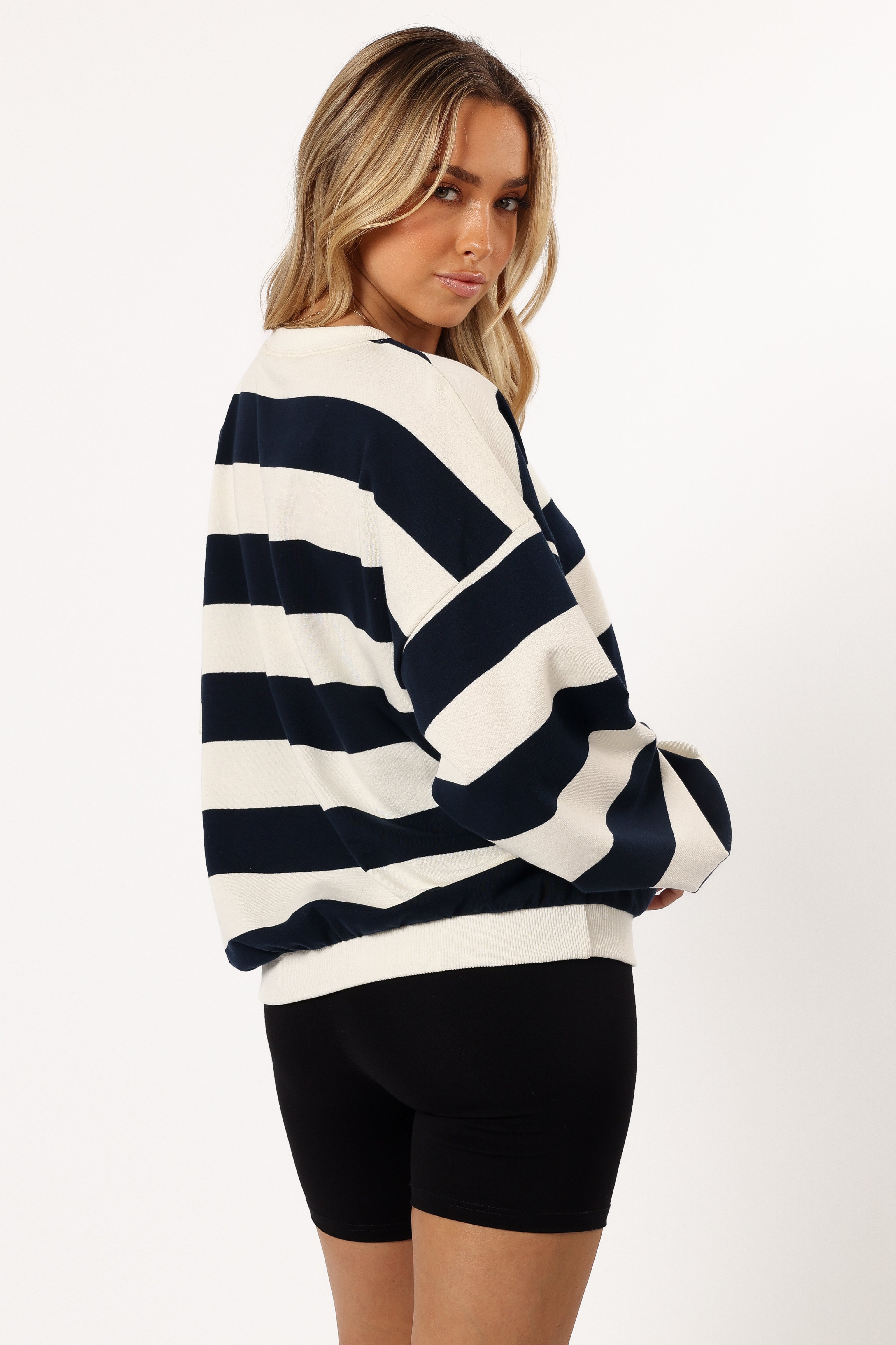 Karra Oversized Stripe Sweatshirt - Cream/Navy-Sunny Prom