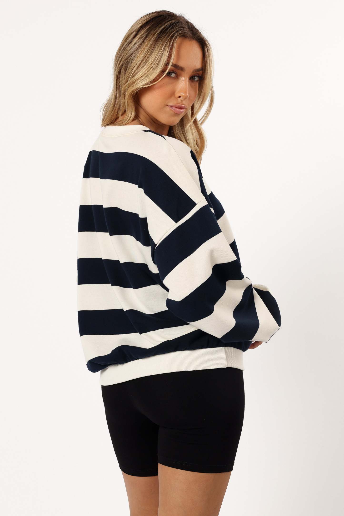 Karra Oversized Stripe Sweatshirt - Cream/Navy-Sunny Prom