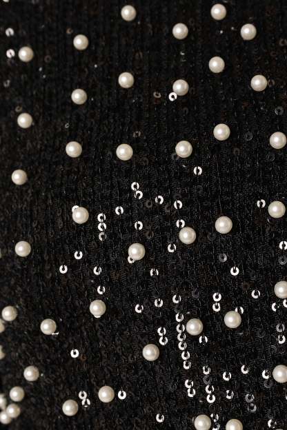 Monica All Over Pearl Crop Jacket - Black-Sunny Prom