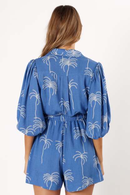 Gina Romper - Blue Print-Sunny Prom